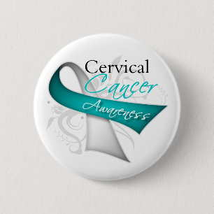 Scroll Ribbon Cervical Cancer Awareness 2 Inch Round Button