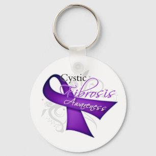 Scroll Ribbon - Cystic Fibrosis Awareness Keychain