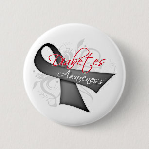 Scroll Ribbon - Diabetes Awareness 2 Inch Round Button