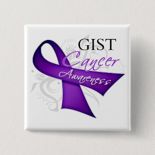 Scroll Ribbon GIST Cancer Awareness 2 Inch Square Button