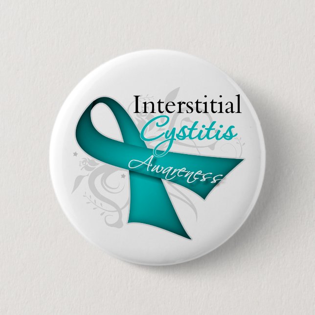 Scroll Ribbon Interstitial Cystitis Awareness 2 Inch Round Button (Front)