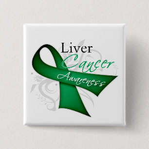 Scroll Ribbon Liver Cancer Awareness 2 Inch Square Button
