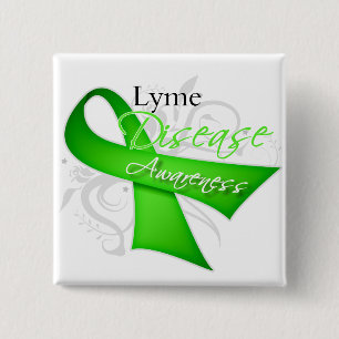 Scroll Ribbon - Lyme Disease Awareness 2 Inch Square Button