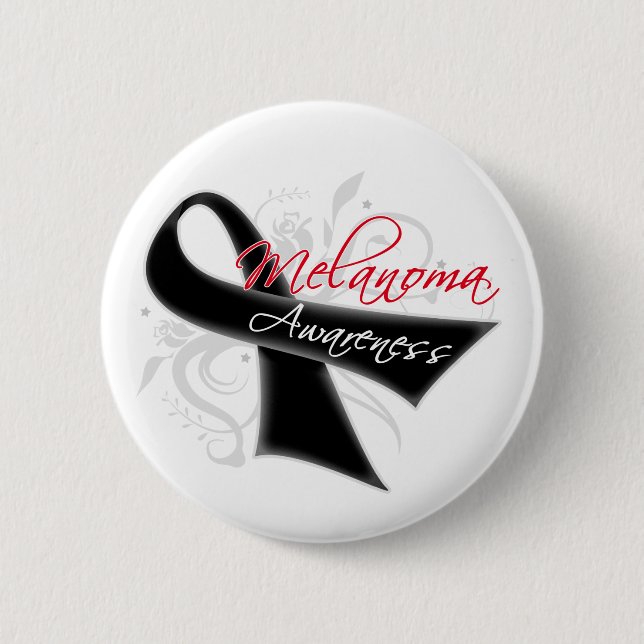 Scroll Ribbon Melanoma Awareness 2 Inch Round Button (Front)