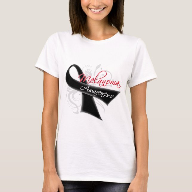 Scroll Ribbon Melanoma Awareness T-Shirt (Front)