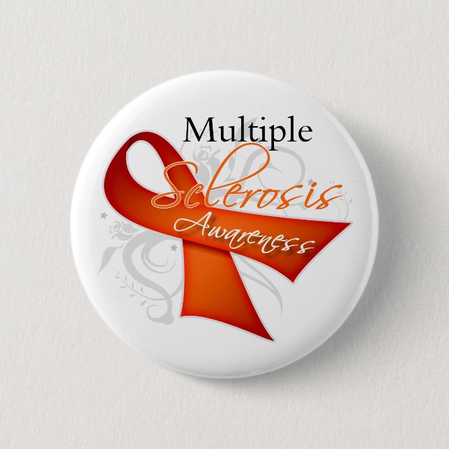 Scroll Ribbon - Multiple Sclerosis Awareness 2 Inch Round Button (Front)