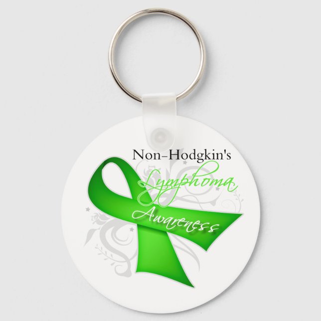Scroll Ribbon Non-Hodgkin's Lymphoma Awareness Keychain (Front)