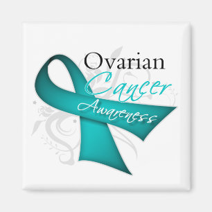 Scroll Ribbon Ovarian Cancer Awareness Magnet