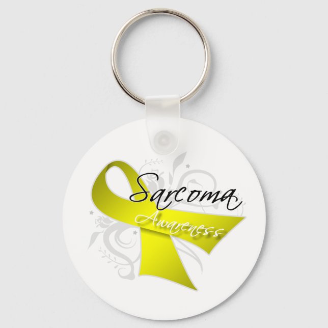 Scroll Ribbon Sarcoma Awareness Keychain (Front)