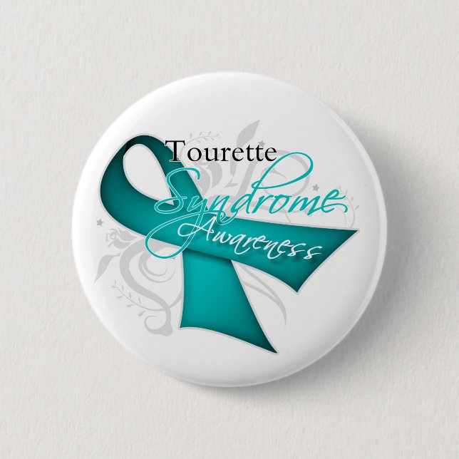 Scroll Ribbon - Tourette Syndrome Awareness 2 Inch Round Button (Front)