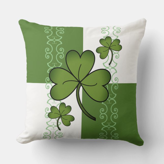 Scroll & Shamrock Throw Pillow (Front)