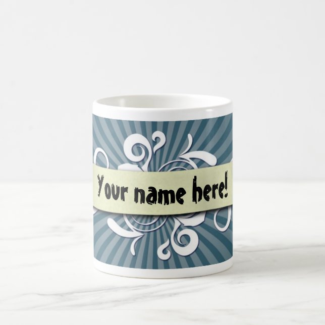 Scroll with blue background coffee mug (Center)