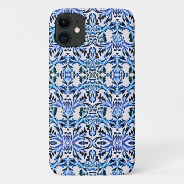 Scrolled Leaf Blue Case-Mate iPhone Case (Back)