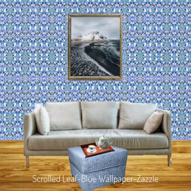 Scrolled Leaf-Blue Wallpaper (Creator Uploaded)