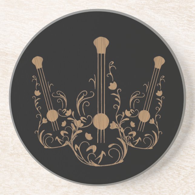 Scrolled Wood Guitars Coaster (Front)