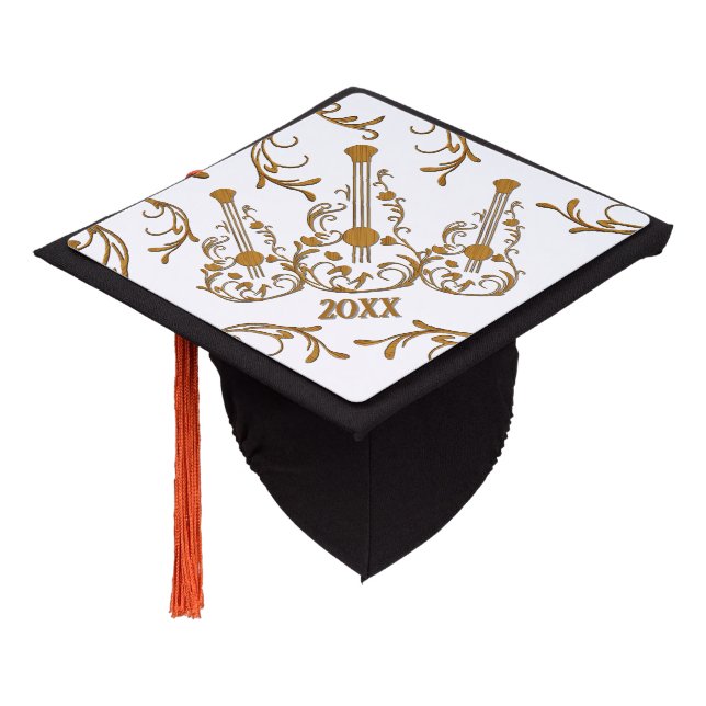 Scrolled Wood Guitars Graduation Cap Topper (Angled)