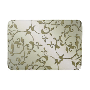 Scrolling Leaves in Olive Bath Mat