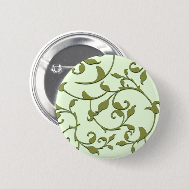 Scrolling Olive Leaves 2 Inch Round Button (Front & Back)