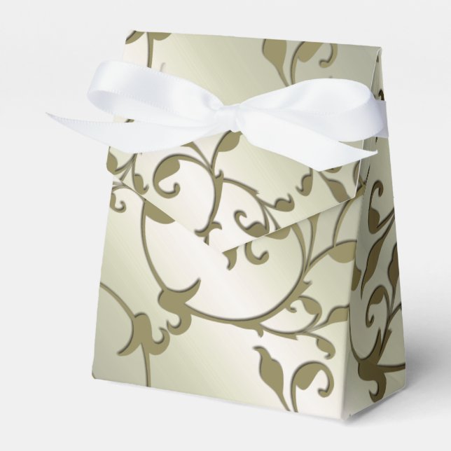 Scrolling Olive Leaves Favor Box (Front Side)