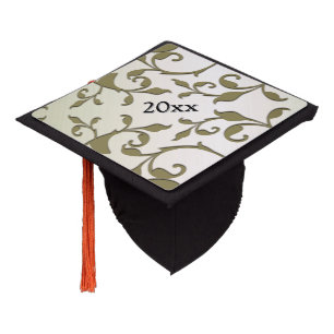 Scrolling Olive Leaves Graduation Cap Topper