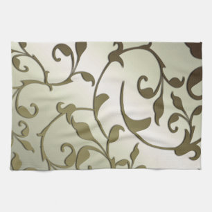 Scrolling Olive Leaves Kitchen Towel