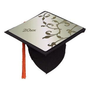 Scrolling Olive Leaves Personal Graduation Cap Topper