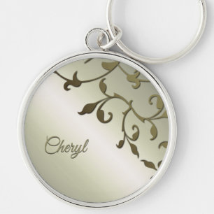 Scrolling Olive Leaves Personal Keychain