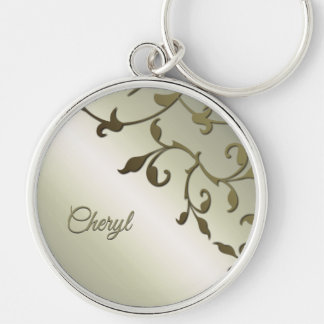 Scrolling Olive Leaves Personal Keychain