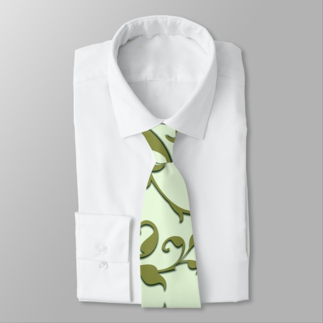 Scrolling Olive Leaves Tie (Tied)