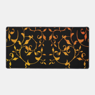 Scrolling Rust and Black Silky Desk Mat
