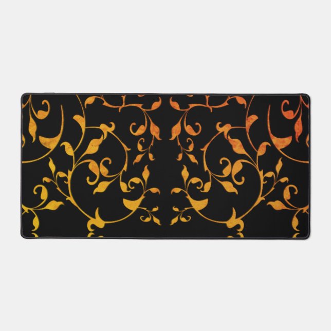 Scrolling Rust and Black Silky Desk Mat (Front)