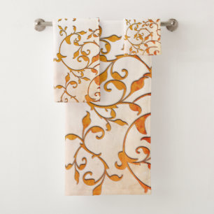 Scrolling Rust Bath Towel Set
