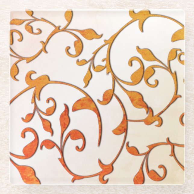 Scrolling Rust Glass Coaster (Front)