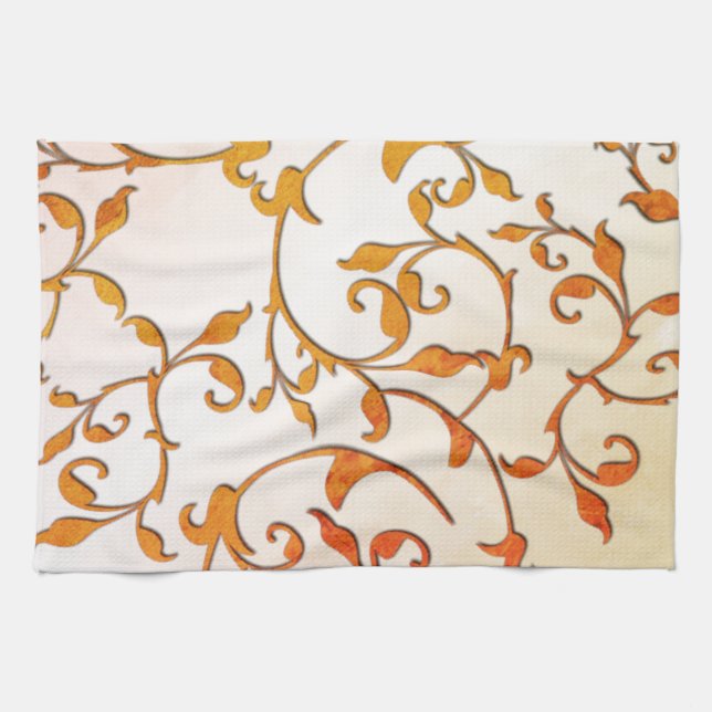 Scrolling Rust Kitchen Towel (Horizontal)