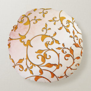 Scrolling Rust Round Pillow
