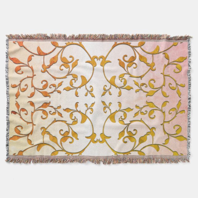 Scrolling Rust Throw Blanket (Front)
