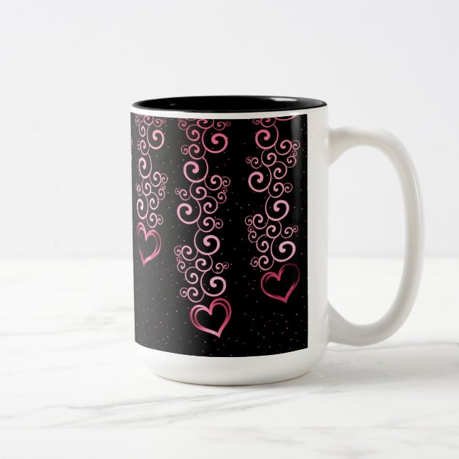Scrolling Vine Hearts Heart Mug (Right)