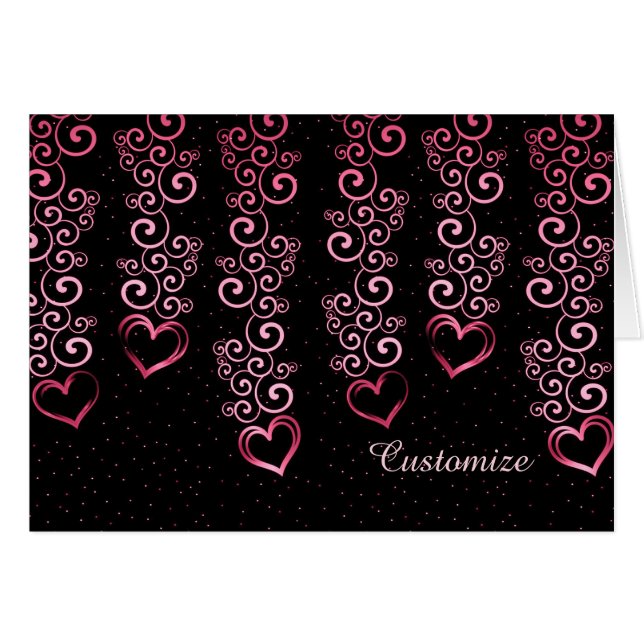Scrolling Vine Hearts Heart Note Card (Front Horizontal)