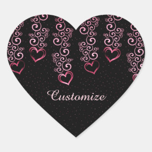 Scrolling Vine Hearts Heart Stickers