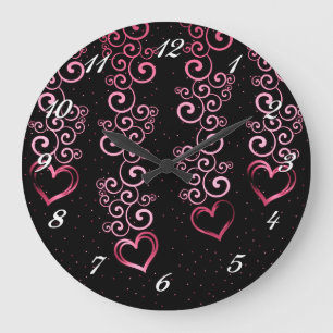 Scrolling Vine Hearts Wall Clock