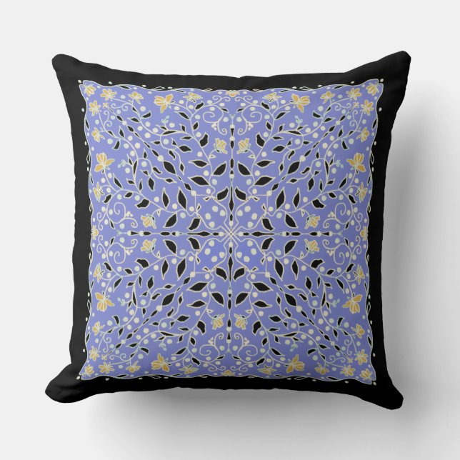 Scrolling Vines and Flowers Throw Pillow (Front)