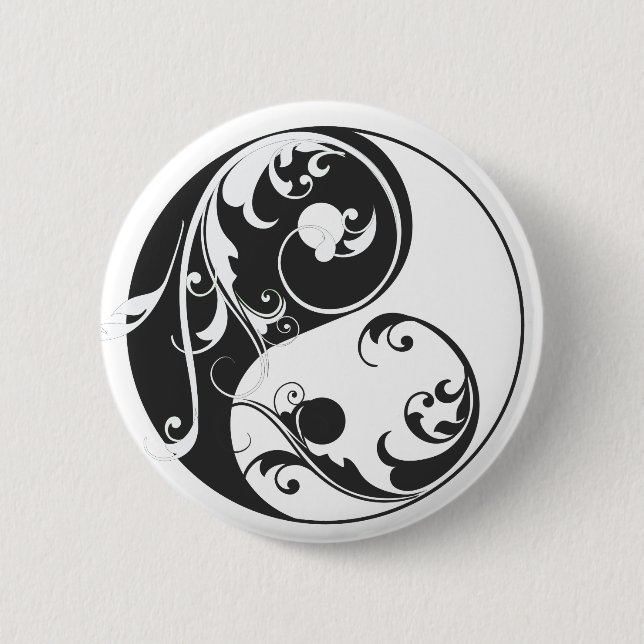 Scrolling Yin & Yang (black) 2 Inch Round Button (Front)