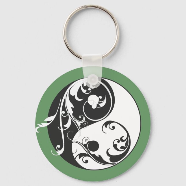 Scrolling Yin & Yang (black) Keychain (Front)