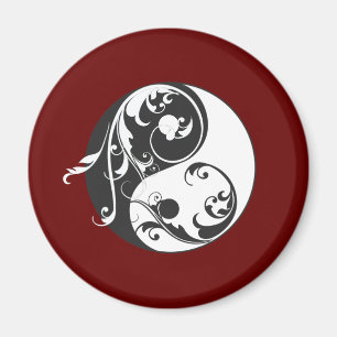Scrolling Yin & Yang (black) Magnet