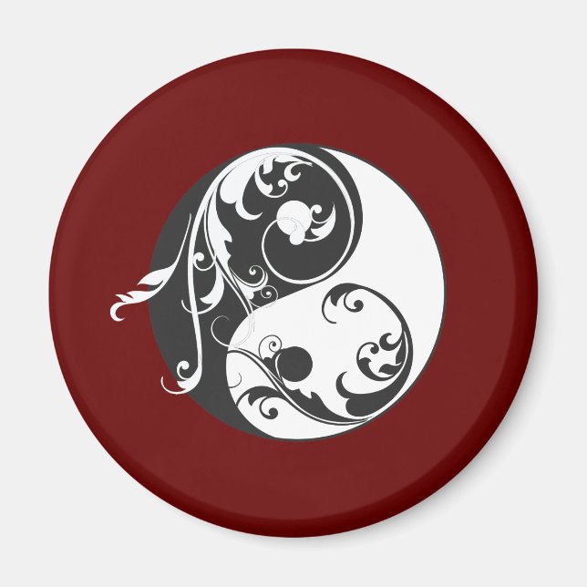 Scrolling Yin & Yang (black) Magnet (Front)