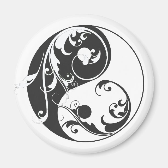 Scrolling Yin & Yang (black) Magnet (Front)