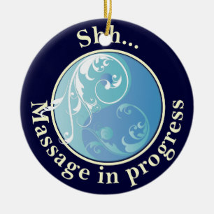 Scrolling Yin Yang Massage Do Not Disturb Ceramic Ornament