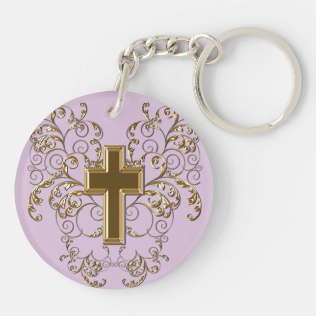 Scrolls et Porte - clé croisé, violet et or (Dos)
