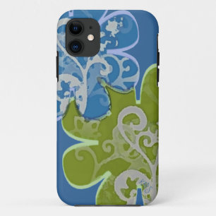 Scrolls n Flowers (blue/green) iPhone 11 Case