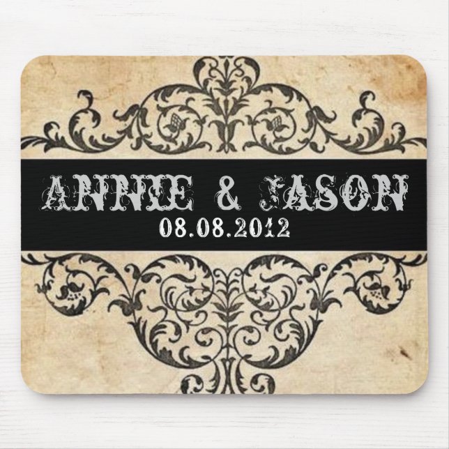 Scrolls rustic country western saloon wedding mouse pad (Front)